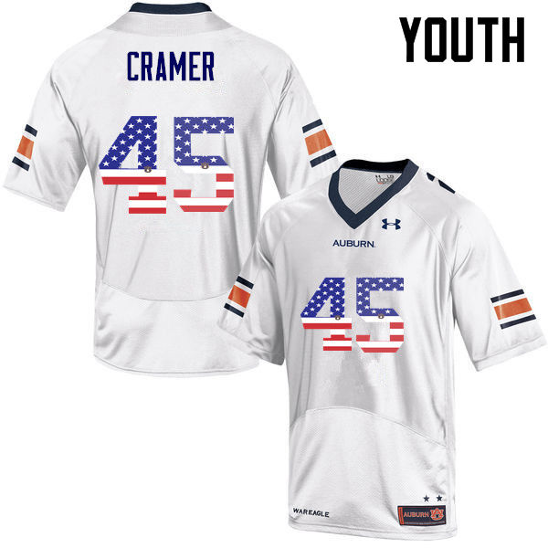 Youth #45 Chase Cramer Auburn Tigers USA Flag Fashion College Football Jerseys-White